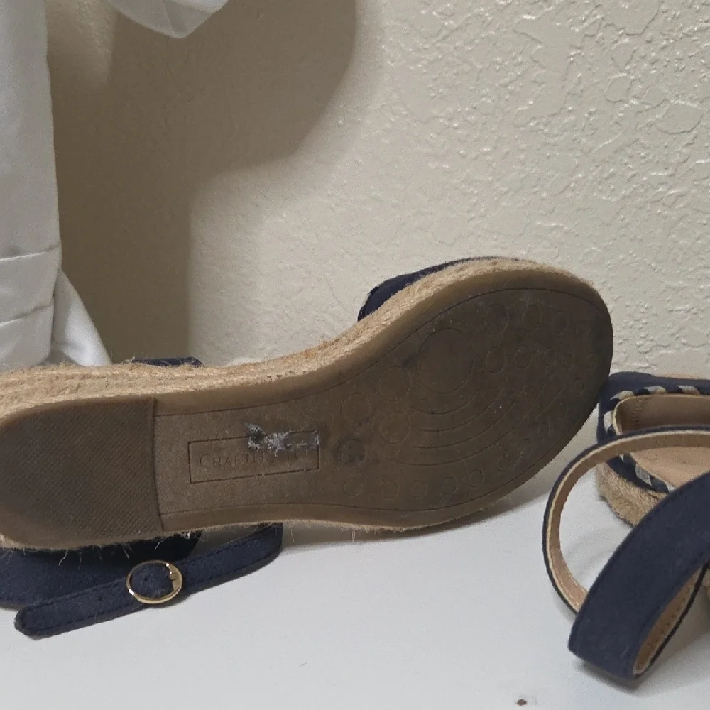 Charter Club Women's Navy and Tan Espadrilles Size 7